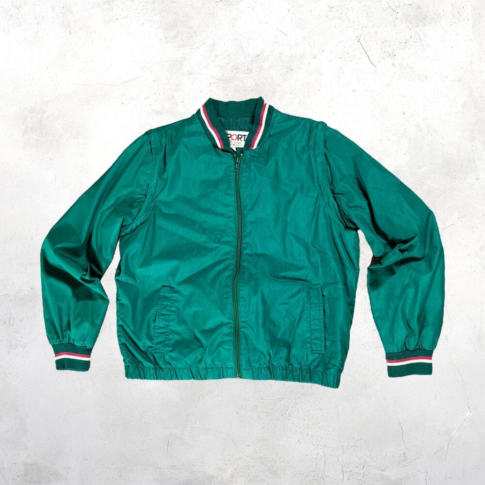 🏁 Vintage 80s Sport by R.D. Green Nylon Bomber Jacket 🇰🇷